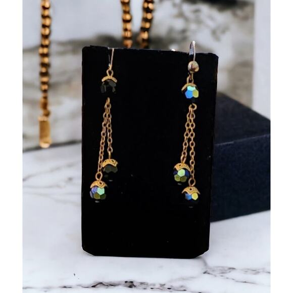 Vintage two strand crystal bead earrings. - Picture 1 of 4